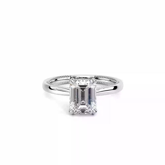 Verragio Renaissance White Gold Emerald Cut Semi-Mount Polished Engagement Ring - Diamond Semi-Mount Rings