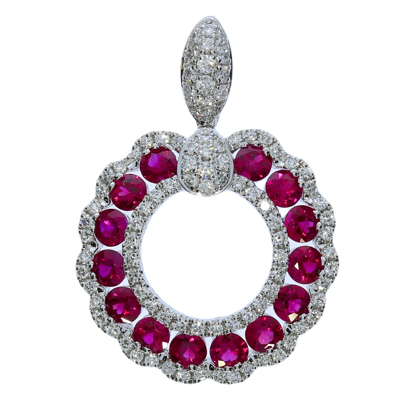 White Gold Ruby and Diamond Pendant