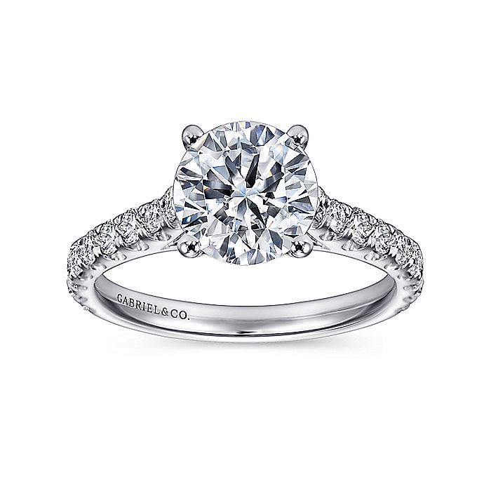 Gabriel & Co. 14 Karat White Gold Round Semi-Mount Engagement Ring