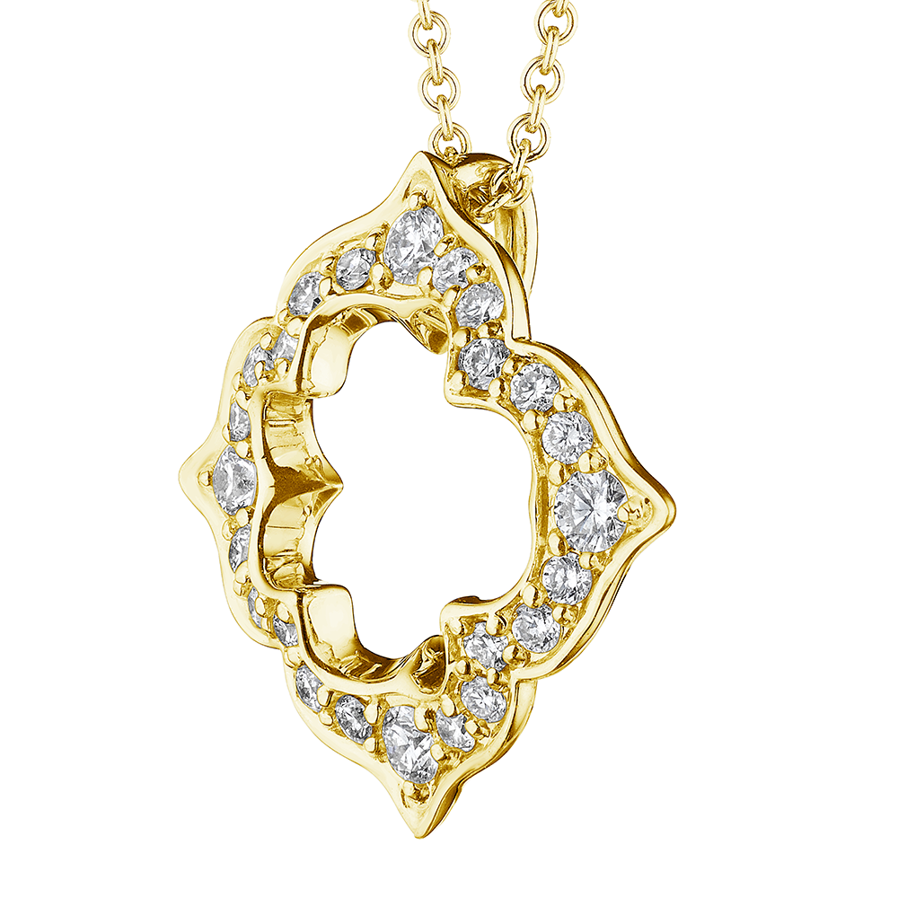 Verragio Yellow Gold Victorian Open Diamond Pendant