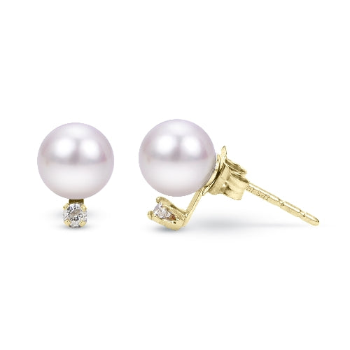 Imperial Pearl 7mm Akoya Pearl Studs With Diamond Accents