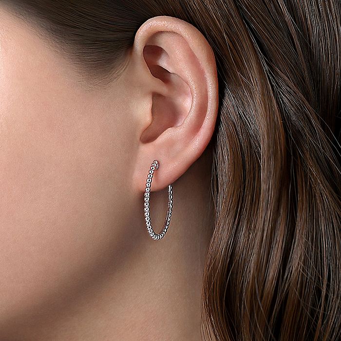 Gabriel & Co Sterling Silver 30mm Bujukan Hoop Earrings