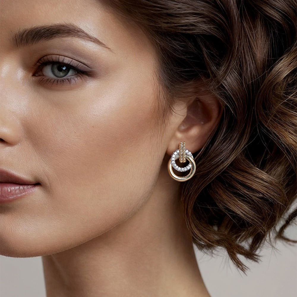 Gabriel & Co. Yellow and White Gold Diamond Earrings