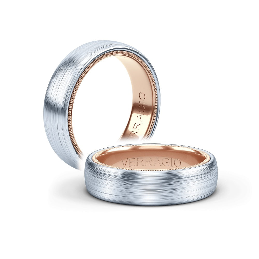 Verragio Men's White and Rose Gold Band
