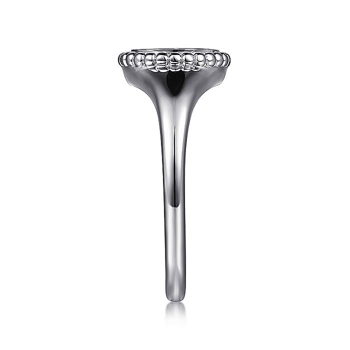 Gabriel & Co. Sterling Silver Signet Ring with Diamond Hamsah