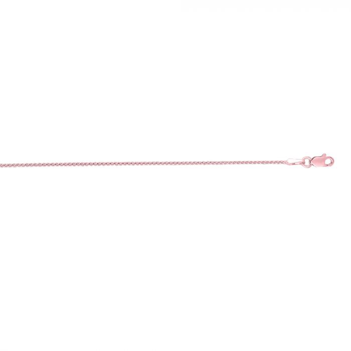 14 Karat Rose Gold 18 Inch 1mm Wheat Chain With Lobster Clasp