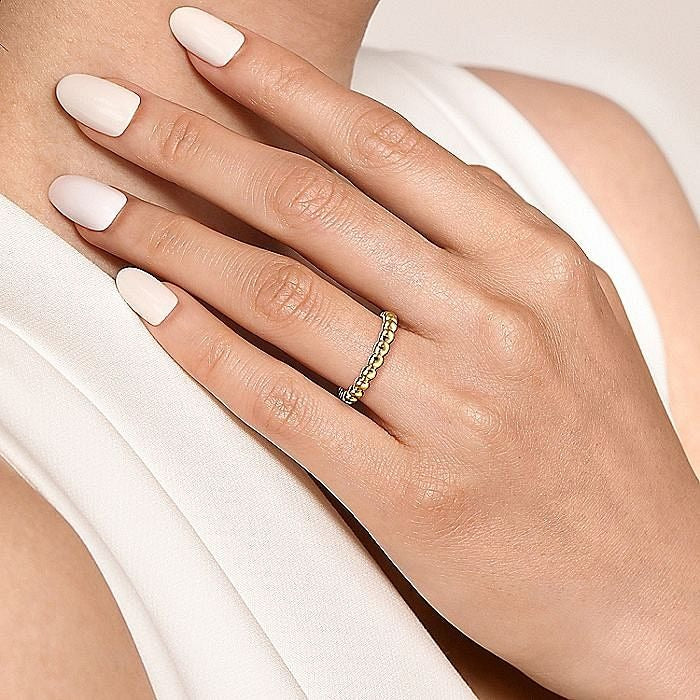 Gabriel & Co. Yellow Gold Bujukan Bead Ring