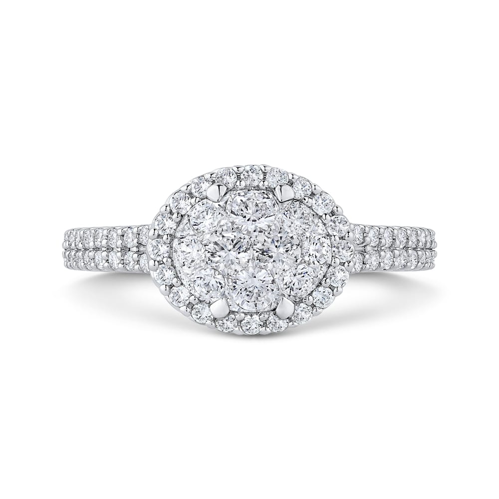 Luminous White Gold Sideways Oval Halo Engagement Ring - Diamond Engagement Rings
