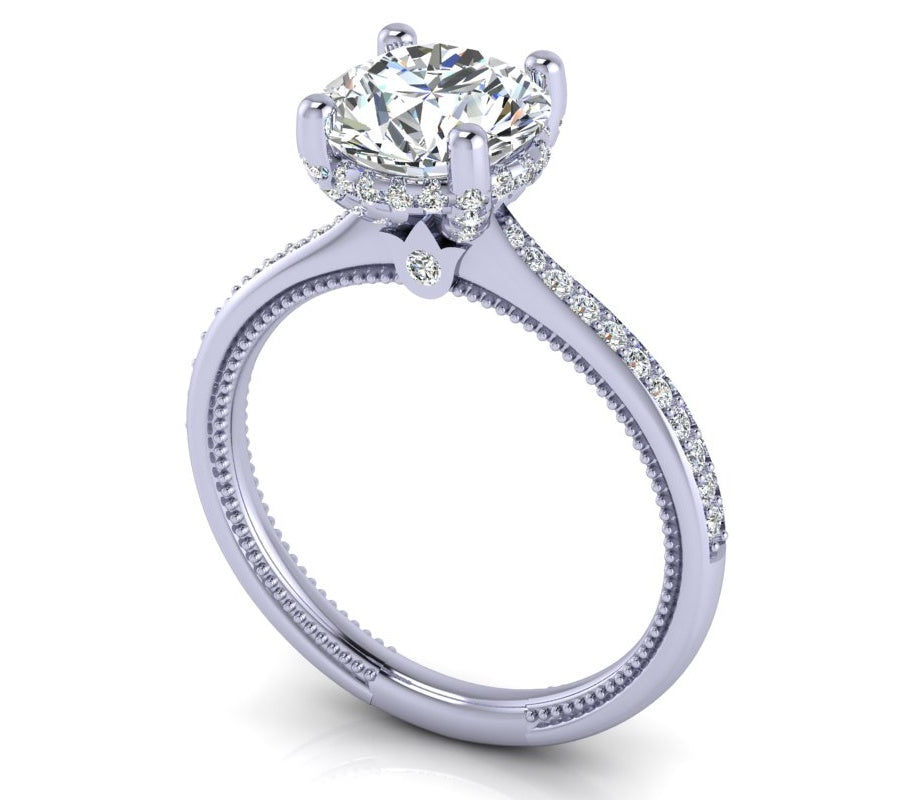Verragio Renaissance White Gold Round Hidden Halo Semi-Mount Engagement Ring