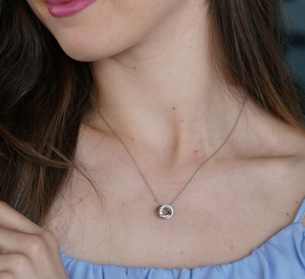 Frederic Sage White Gold Small Love Halo Half Diamond Necklace