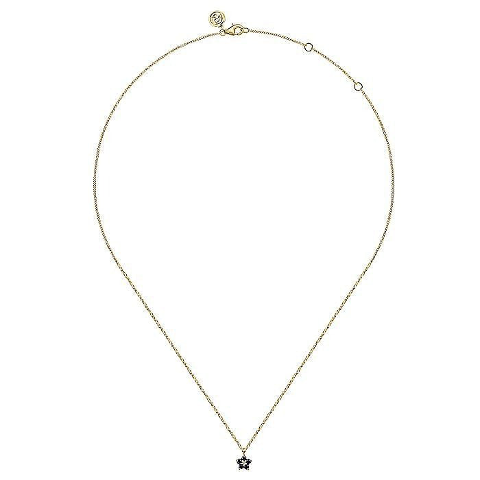 Gabriel & Co. Yellow Gold Diamond and Sapphire Flower Pendant
