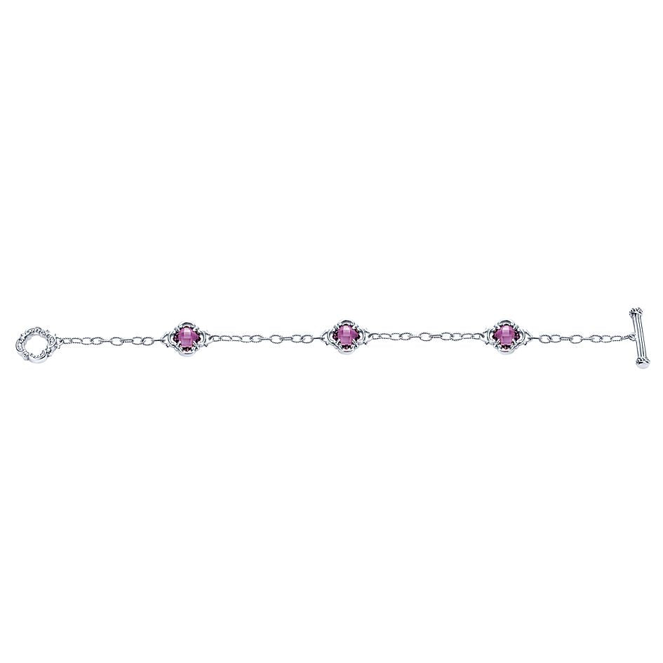 Gabriel & Co Silver Textured Amethyst Bracelet