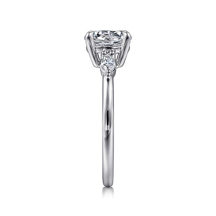 Gabriel & Co. White Gold Round Three Stone Semi-Mount Engagement Ring