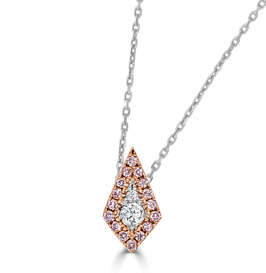 Frederuc Sage Kite Shaped Pink And White Diamond Pendant - Diamond Pendants