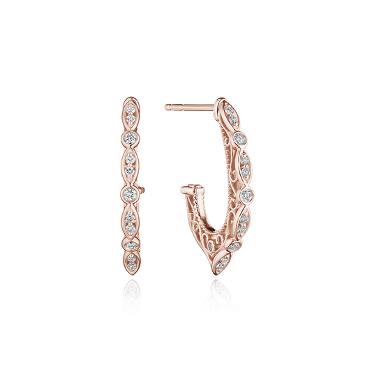Verragio Rose and White Gold Filigree Hoop Earrings - Diamond Earrings