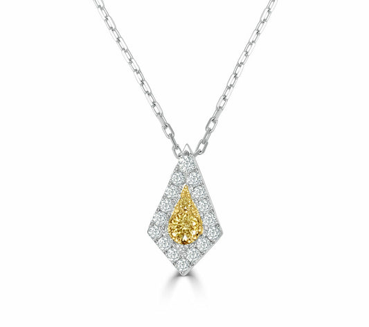 Frederic Sage White & Yellow Gold Kite Shaped Firenze Diamiond Necklace - Diamond Pendants