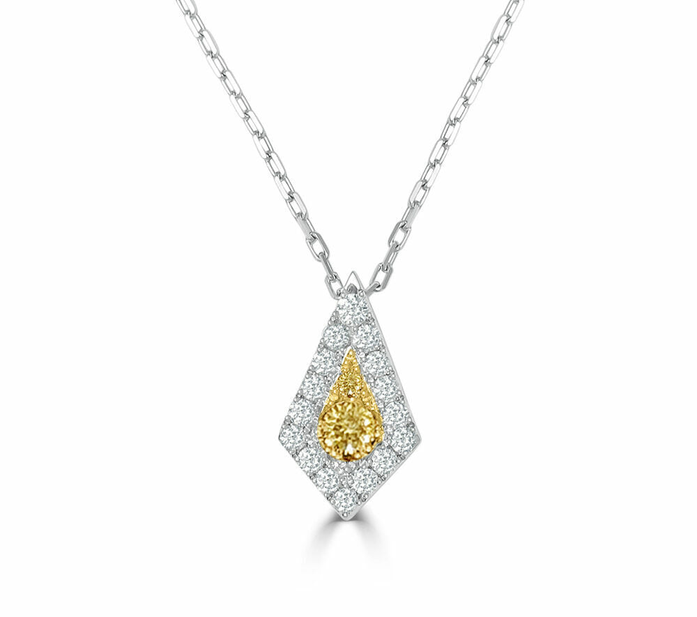 Frederic Sage White & Yellow Gold Kite Shaped Firenze Diamiond Necklace - Diamond Pendants