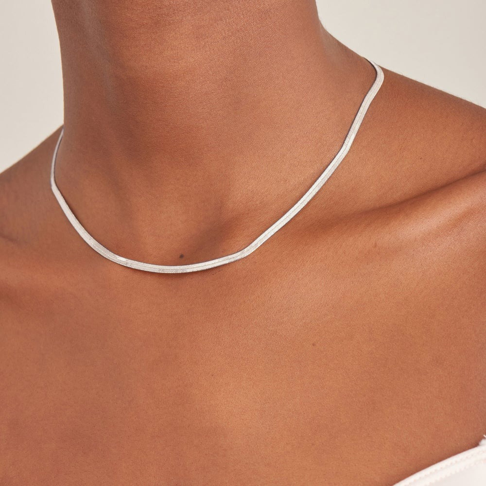 Ania Haie Sterling Silver Flat Snake Necklace