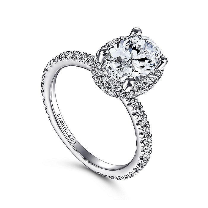 Gabriel & Co White Gold Oval Halo Semi-Mount Engagement Ring