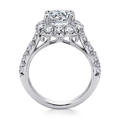 Gabriel & Co. White Gold Round Center Cushion Halo Semi-Mount Engagement Ring - Diamond Semi-Mount Rings