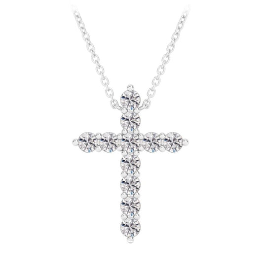 Debeers Forevermark 14 Karat White Gold Diamond Cross Pendant - Diamond Pendants