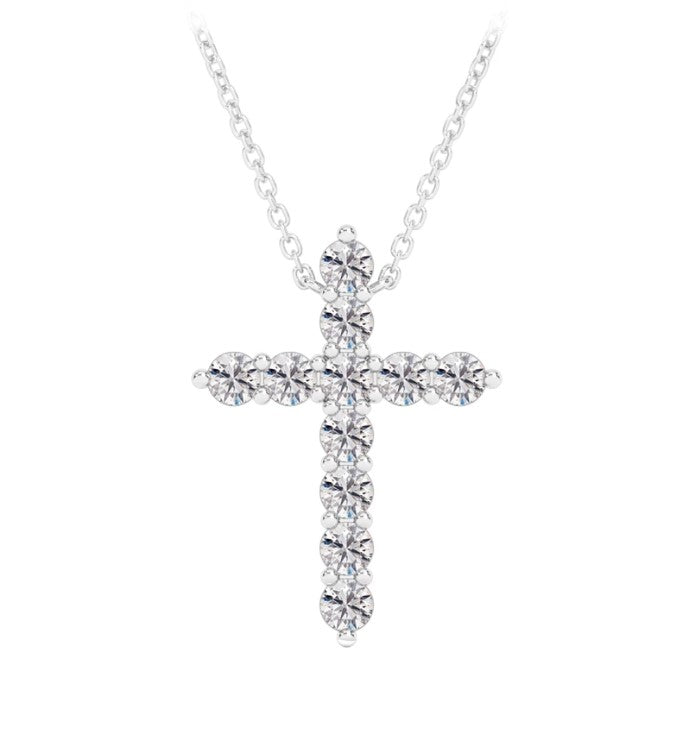 Debeers Forevermark 14 Karat White Gold Diamond Cross Pendant - Diamond Pendants