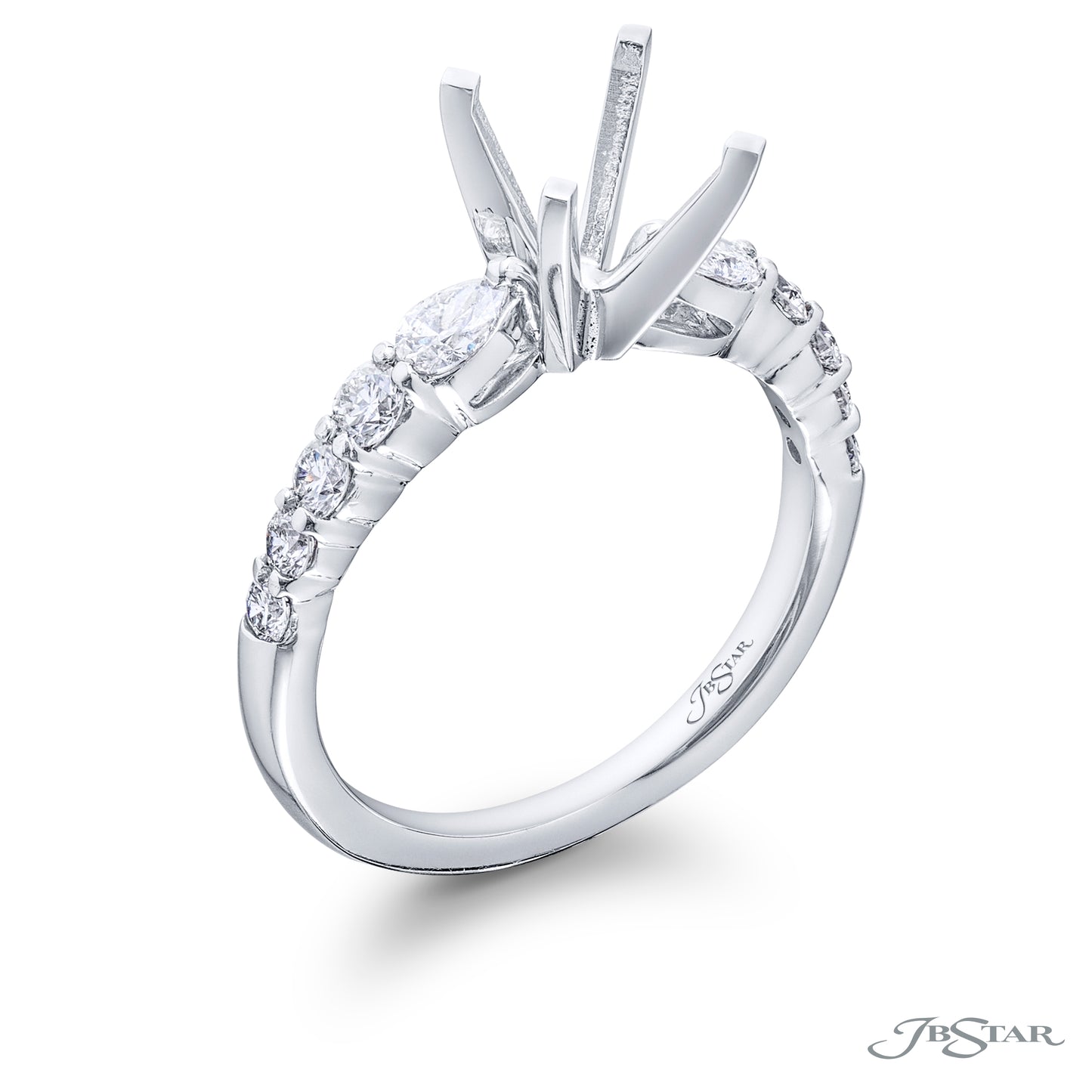 JB Star Platinum Straight Diamond Semi-Mount Engagement Ring