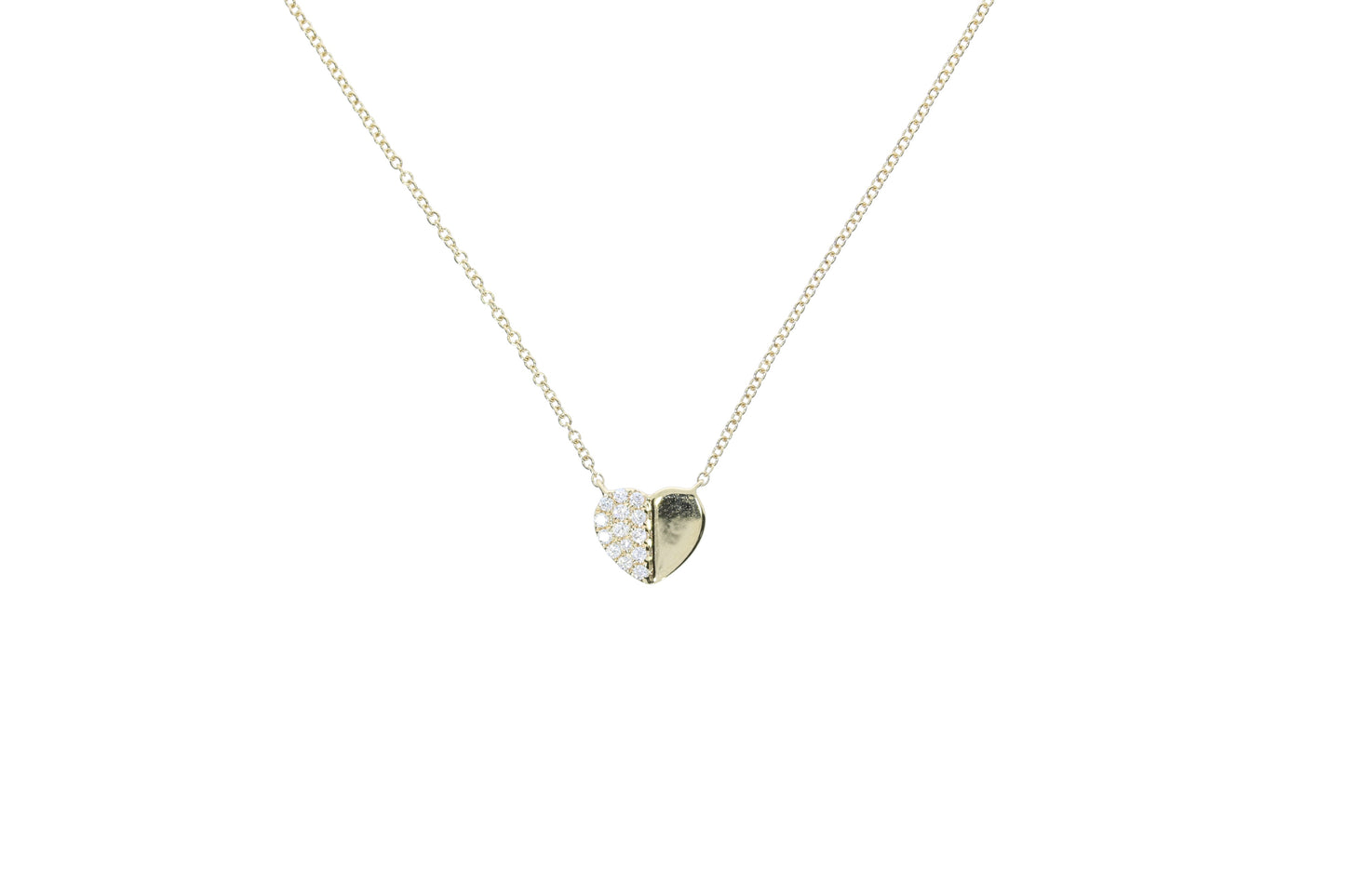 Ladies Yellow Gold Diamond Heart Necklace