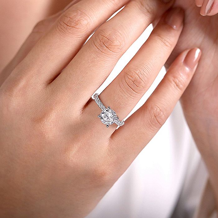 Gabriel & Co. 14 Karat White Gold Round Semi-Mount Engagement Ring