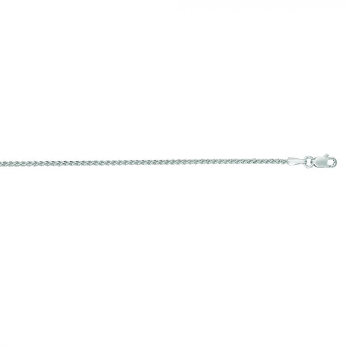 14 Karat White Gold 1.5MM Round Wheat Chain