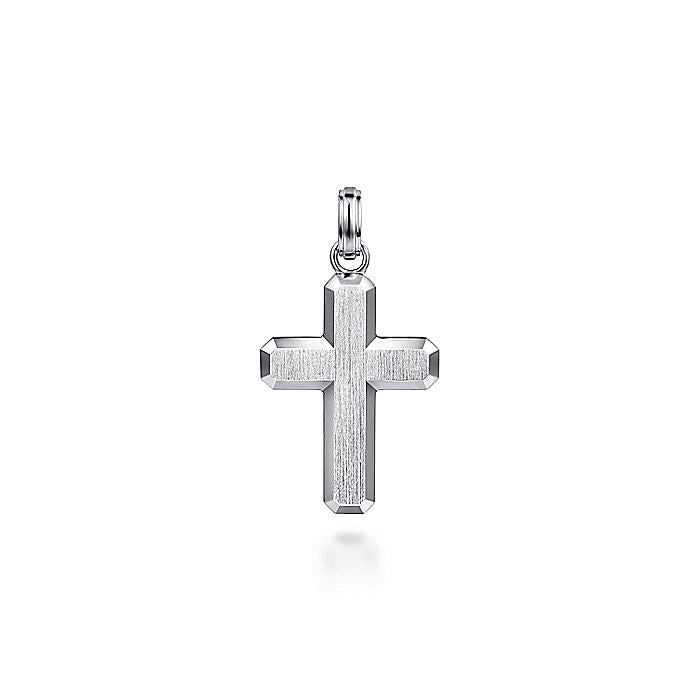 Gabriel & Co Sterling Silver Brushed Finish Cross Pendant - Gents Pendant