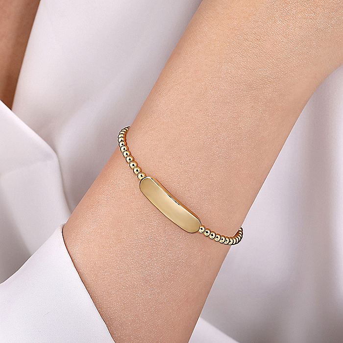 Gabriel & Co Yellow Gold Bujukan Personalize Bangle