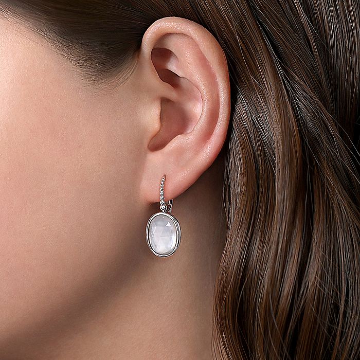 Gabriel & Co Sterling Silver Rock Crystal and White MOP Drop Earrings