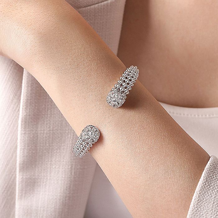 Gabriel & Co Sterling Silver White Sapphire Bujukan Bangle