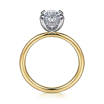 Gabriel & Co Yellow And White Gold Oval Semi-Mount Engagement Ring - Diamond Semi-Mount Rings