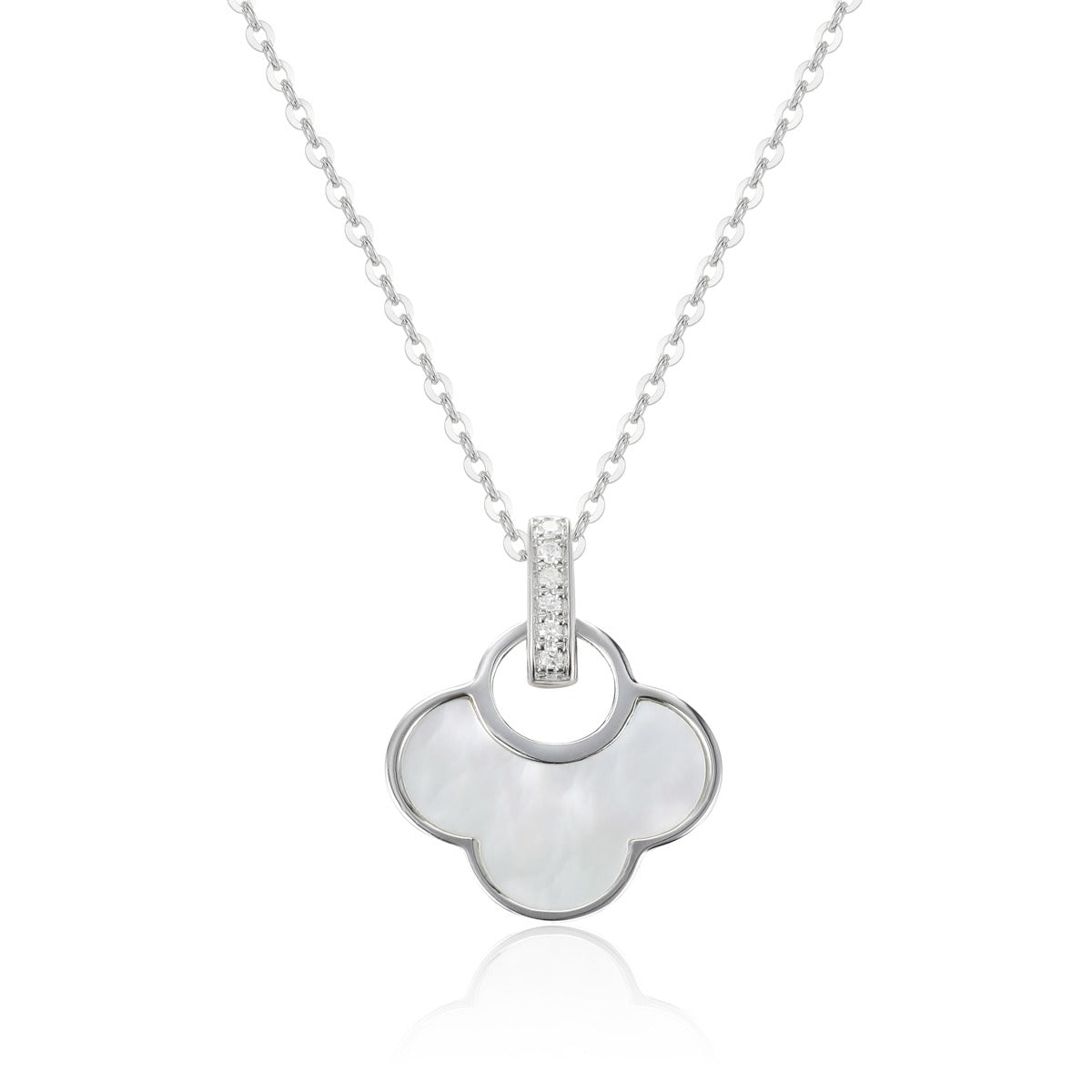 White Gold Mother of Pearl Diamond Pendant