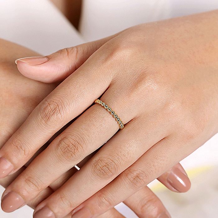 Gabriel & Co Yellow Gold Beaded Stackable Ring