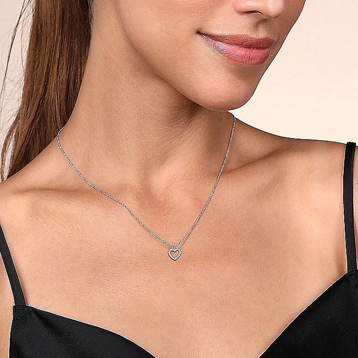 Gabriel & Co. White Gold Diamond Heart Pendant