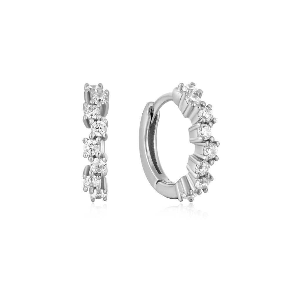 Ania Haie Sterling Silver Sparkle Cluster Huggie Hoop Earrings