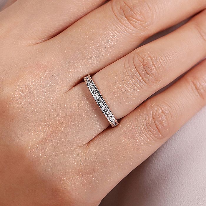 Gabriel & Co White Gold Channel Set Diamond Wedding Band