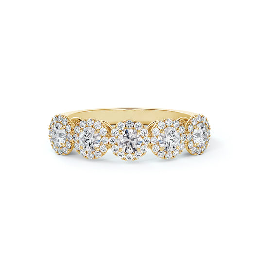 Forevermark Yellow Gold Center of My Universe Five Stone Halo Band - Diamond Anniversary Rings