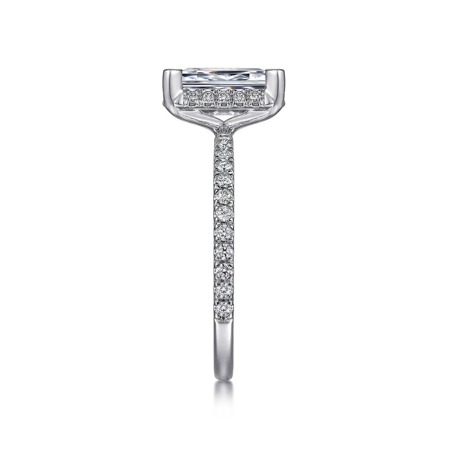 Gabriel & Co. 14 Karat White Gold Emerald Cut Halo Semi-Mount Diamond Engagement Ring