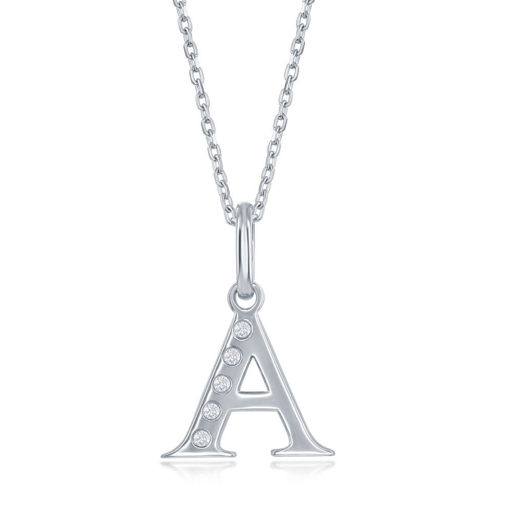 Sterling Silver Diamond A Necklace