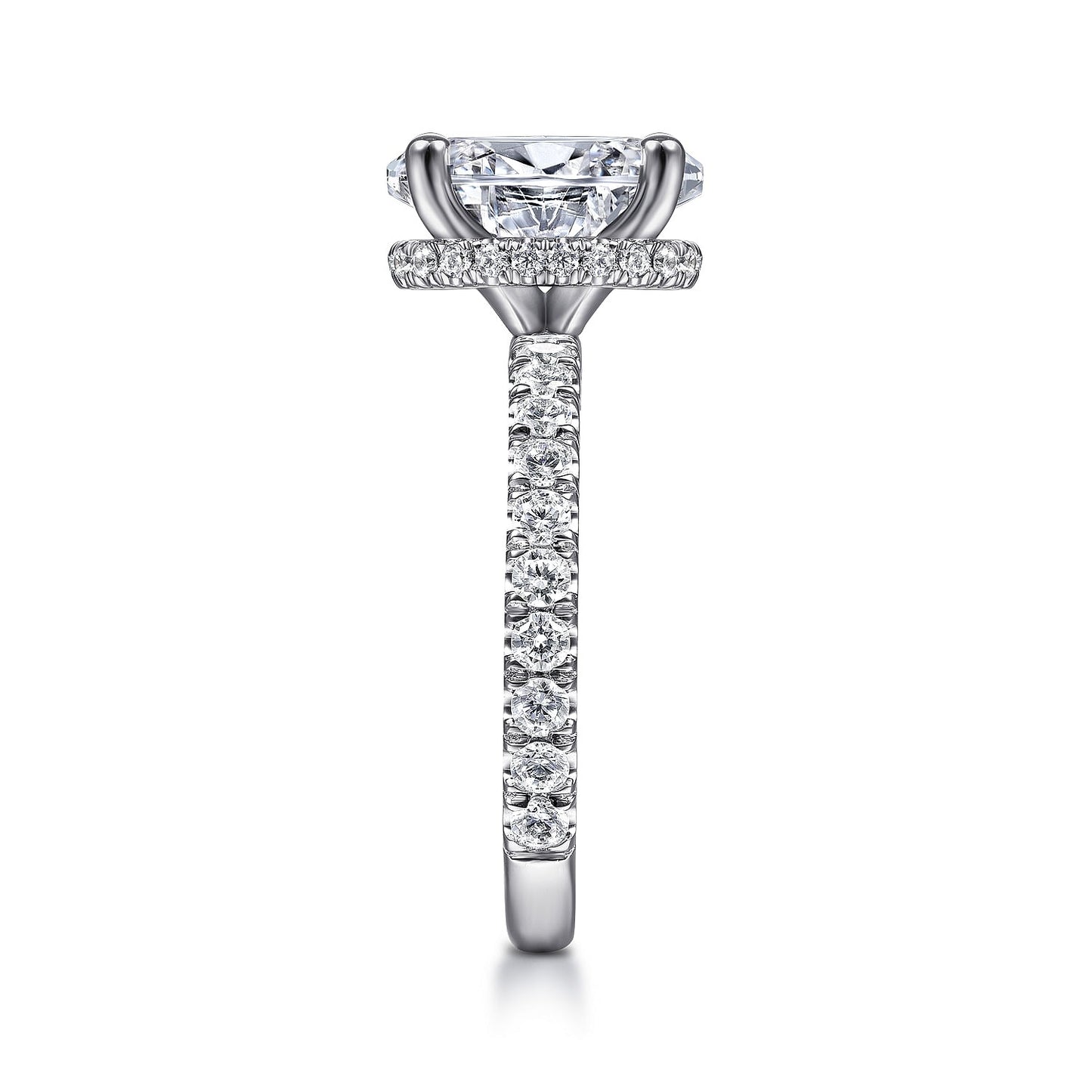 Gabriel & Co. 14 Karat White Gold Oval Hidden Halo Semi-Mount Engagement Ring