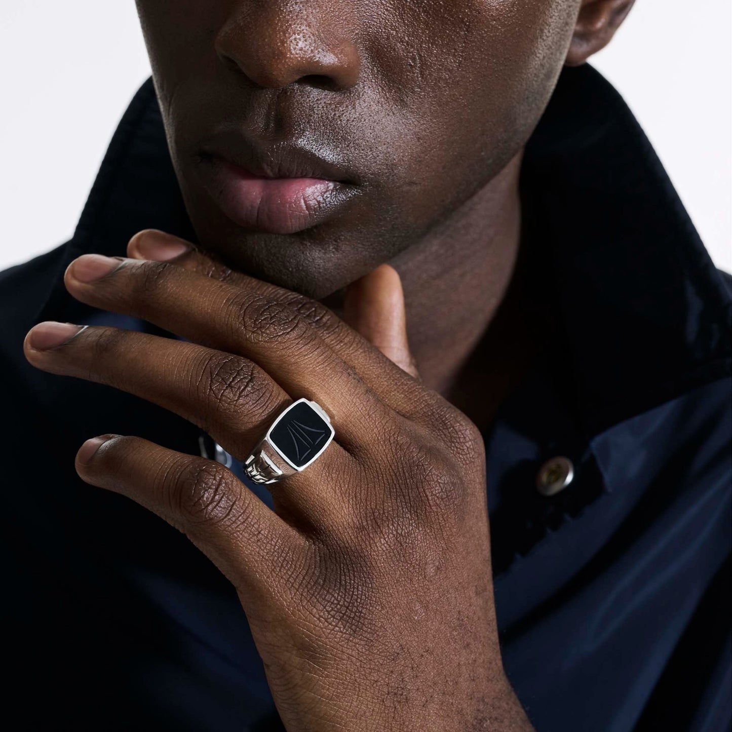 John Hardy Sterling Silver Black Onyx Carved Signet Ring - Colored Stone Rings - Men's