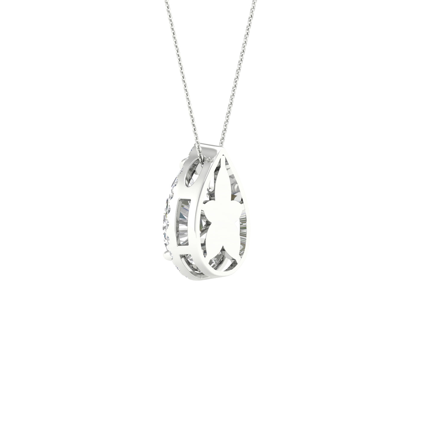 White Gold Laboratory Grown Pear Shaped Diamond Halo Pendant