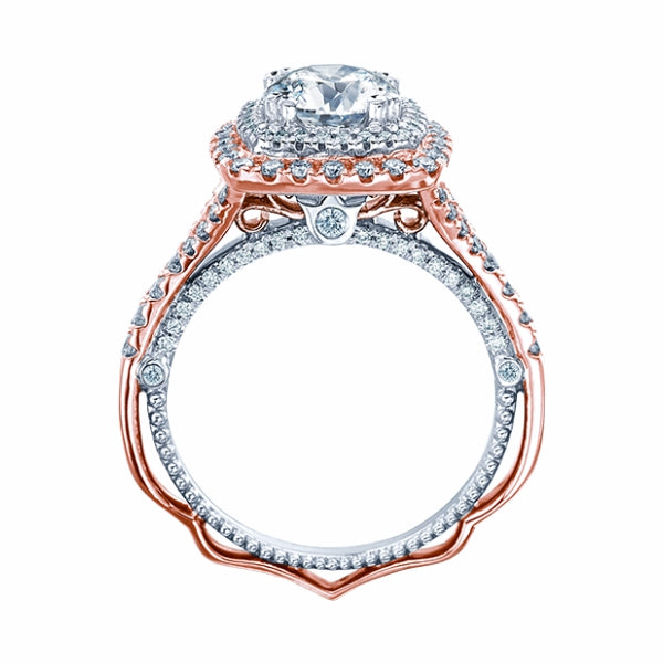 Verragio Venetian Collection Rose & White Gold Double Halo Semi-Mount Engagement Ring