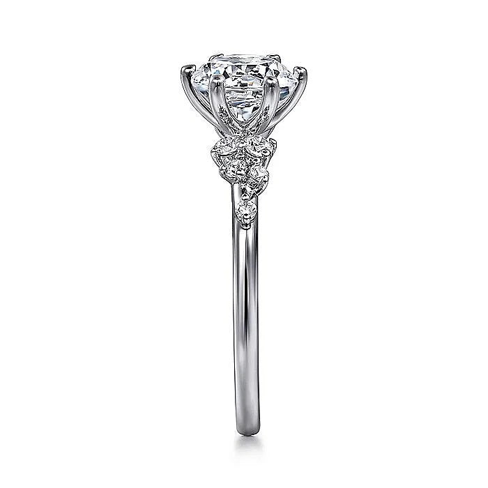 Gabriel & Co. White Gold Round Floral Semi-Mount Engagement Ring