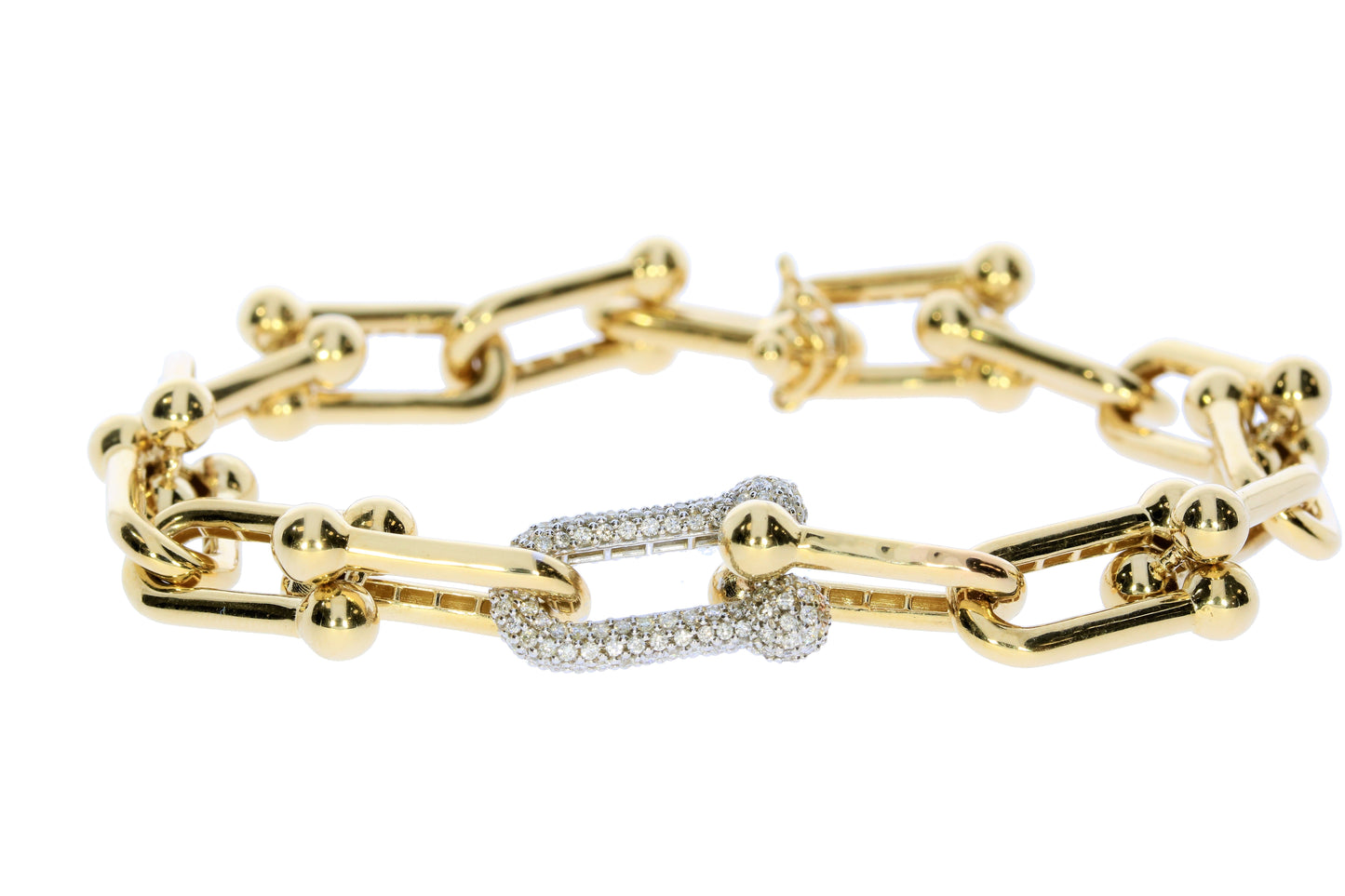 Yellow Gold Fancy Link Diamond Bracelet