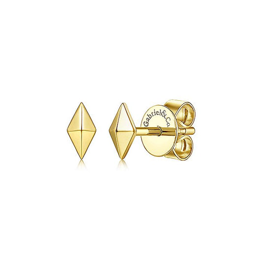 Gabriel & Co Yellow Gold Pyramid Kite Shape Stud Earrings - Gold Earrings